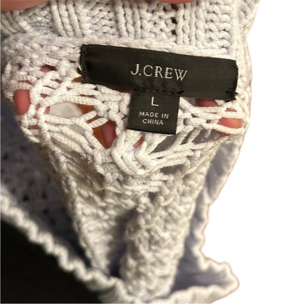 J. Crew Pointelle Stitch Wide Neck Beach Sweater in Light Blue Size Large - Picture 5 of 6
